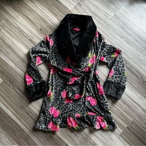 Betsey Johnson Faux Fur Lined Robe, Size M